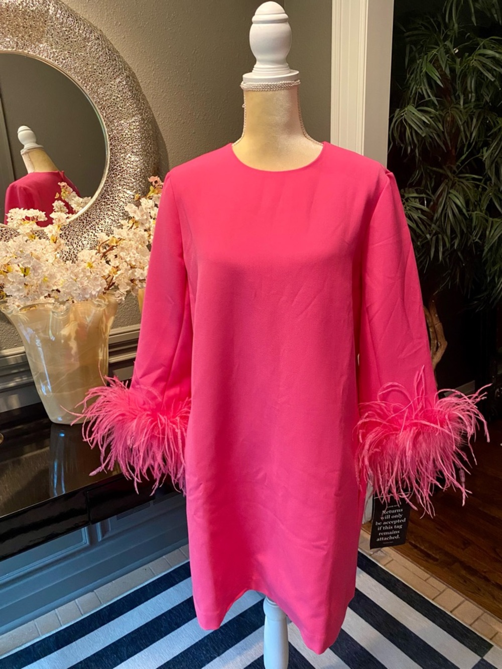 NWT Tuckernuck Mod Ellie Feather Hot Pink Mini Dress